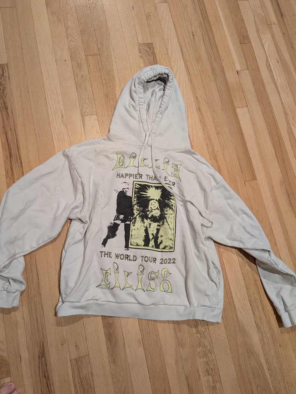 Official Billie Eilish Happier Than Ever World Tour 2022 concert hoodie white L